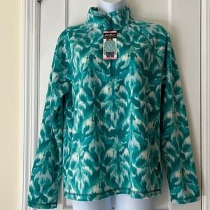 NWT Polar Fleece 1/4 Zip Jacket Top Women's Small Turquoise Ikat Print Camping